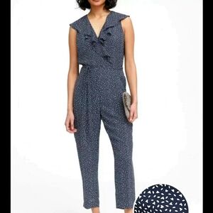 Banana Republic Navy Jumpsuit with Ruffle V-Neck